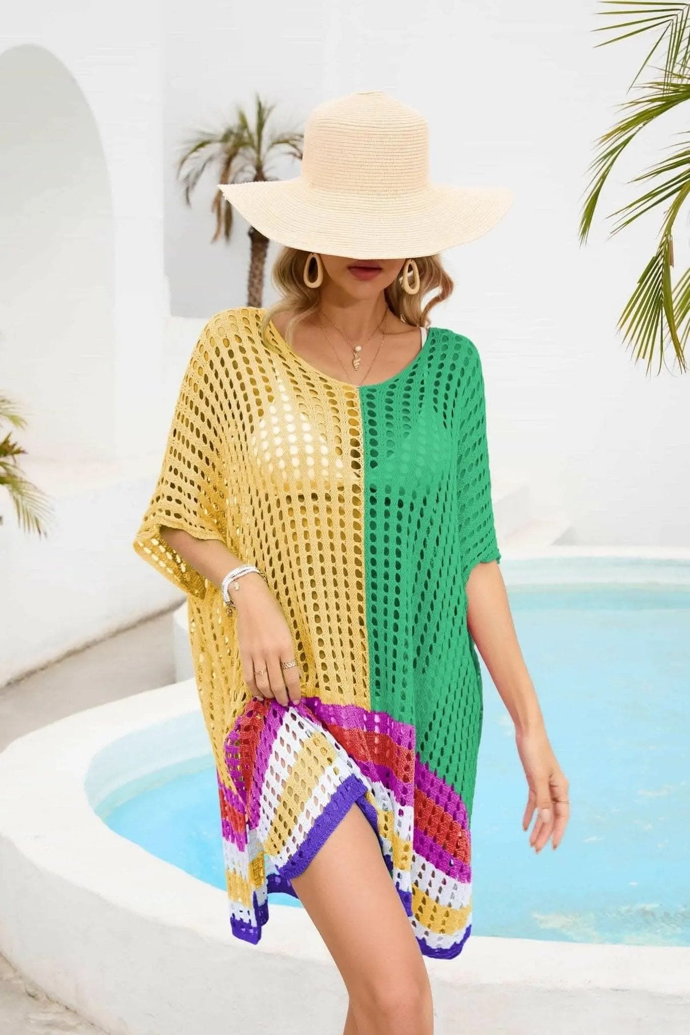 Chic openwork scoop neck cover-up - Love Salve